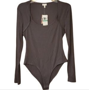 Self❤E by Self Esteem NWT Gray Ribbed Bodysuit in Granite Size L